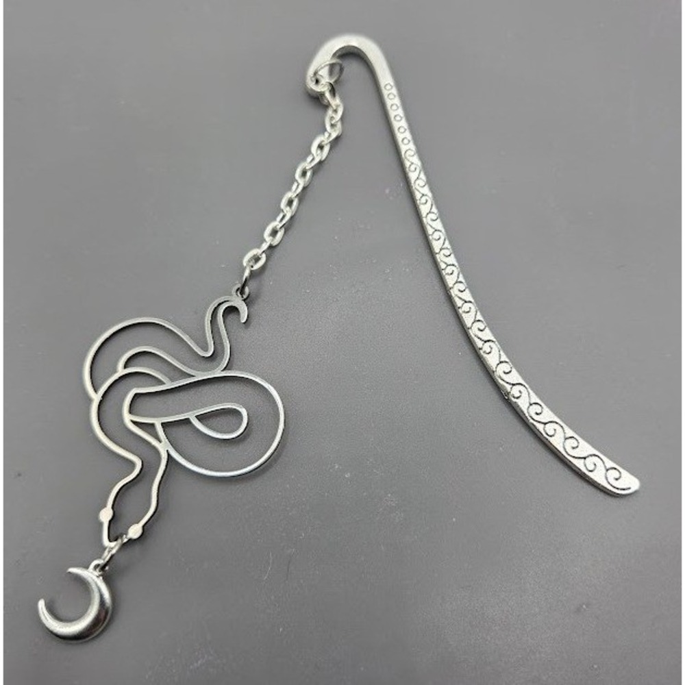 Handmade Bookmark Silver Snake Moon Dangle Chain Stainless Steel Findings